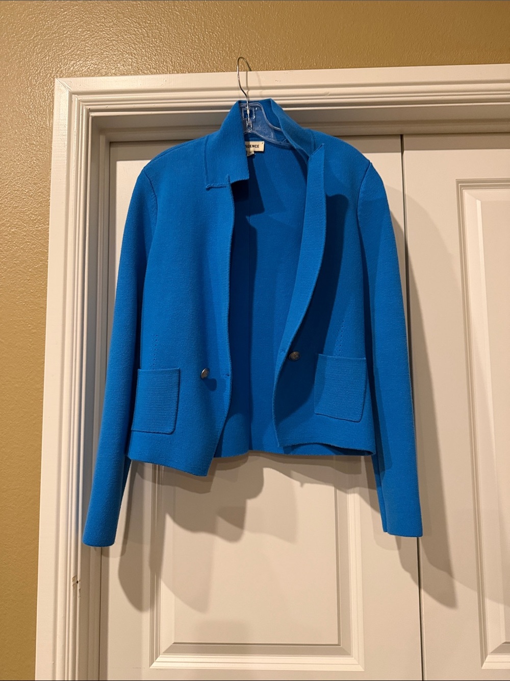 L'AGENCE Electric Blue Open-Front Knit - Sofia Blazer- Medium